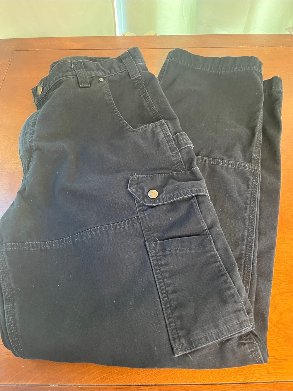 Carhartt 8342 Black Cargo Utility Pants Jeans with Button-Flap Pockets